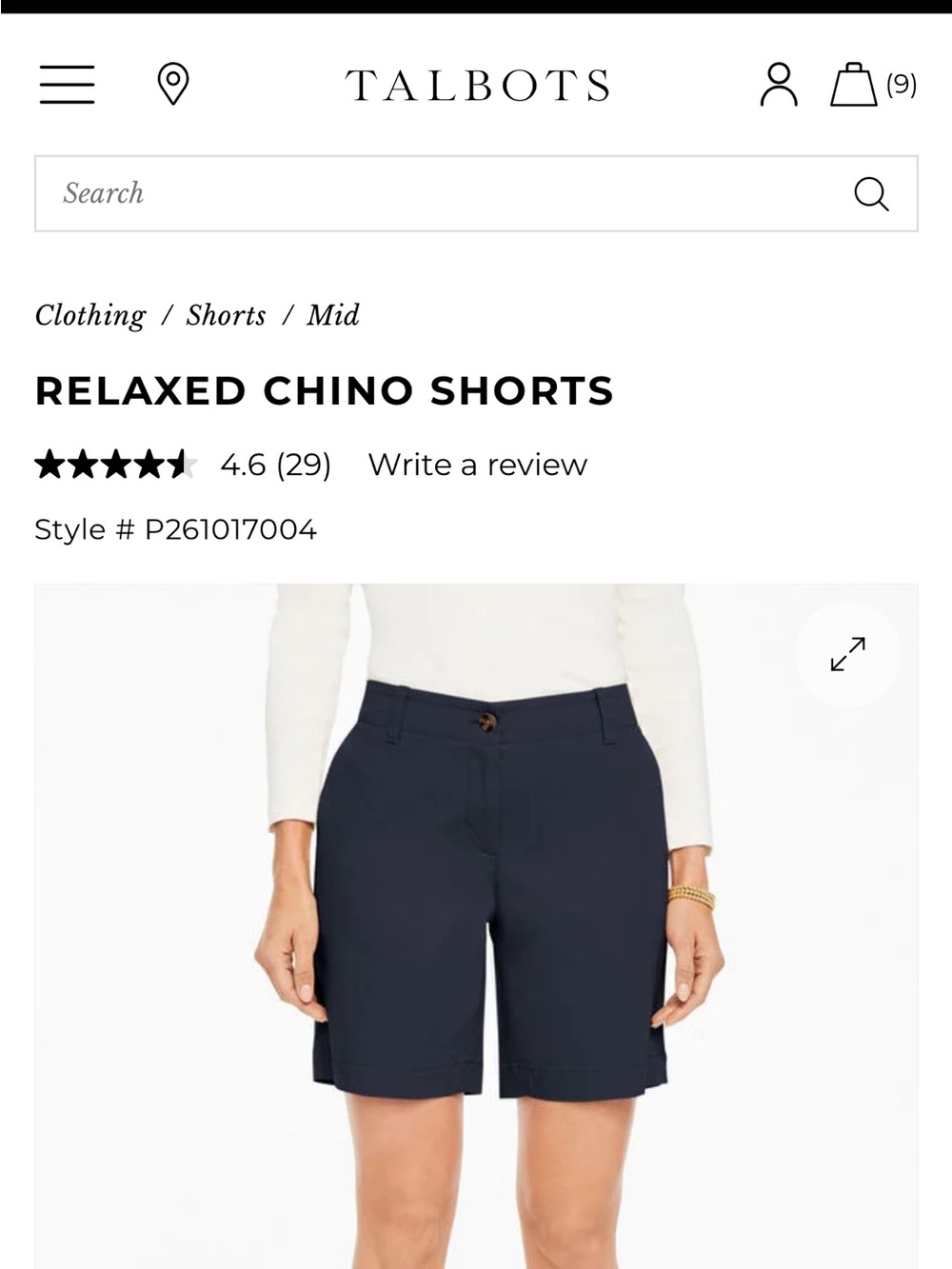 Talbots Women's Relaxed Chino Shorts - Navy